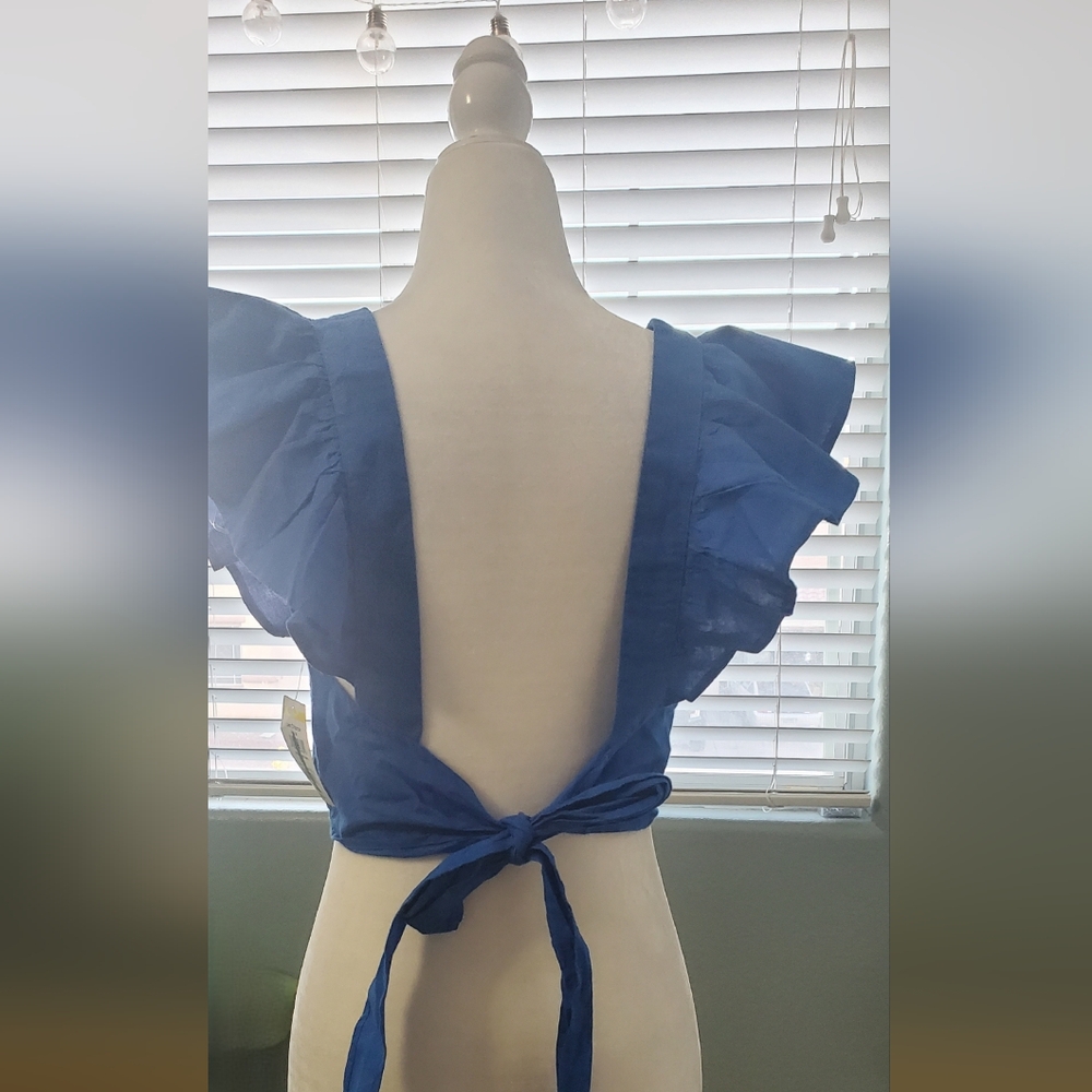 HT 360 Collective Blue Ruffled Women's Top - Picture 3 of 5